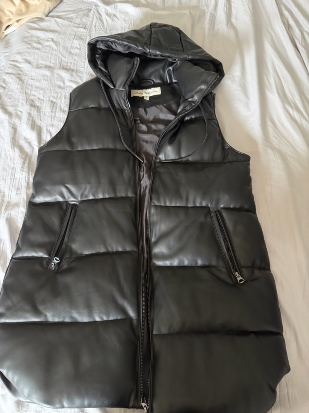 Hooded Quilted Sleeveless Puffer Vest - Black